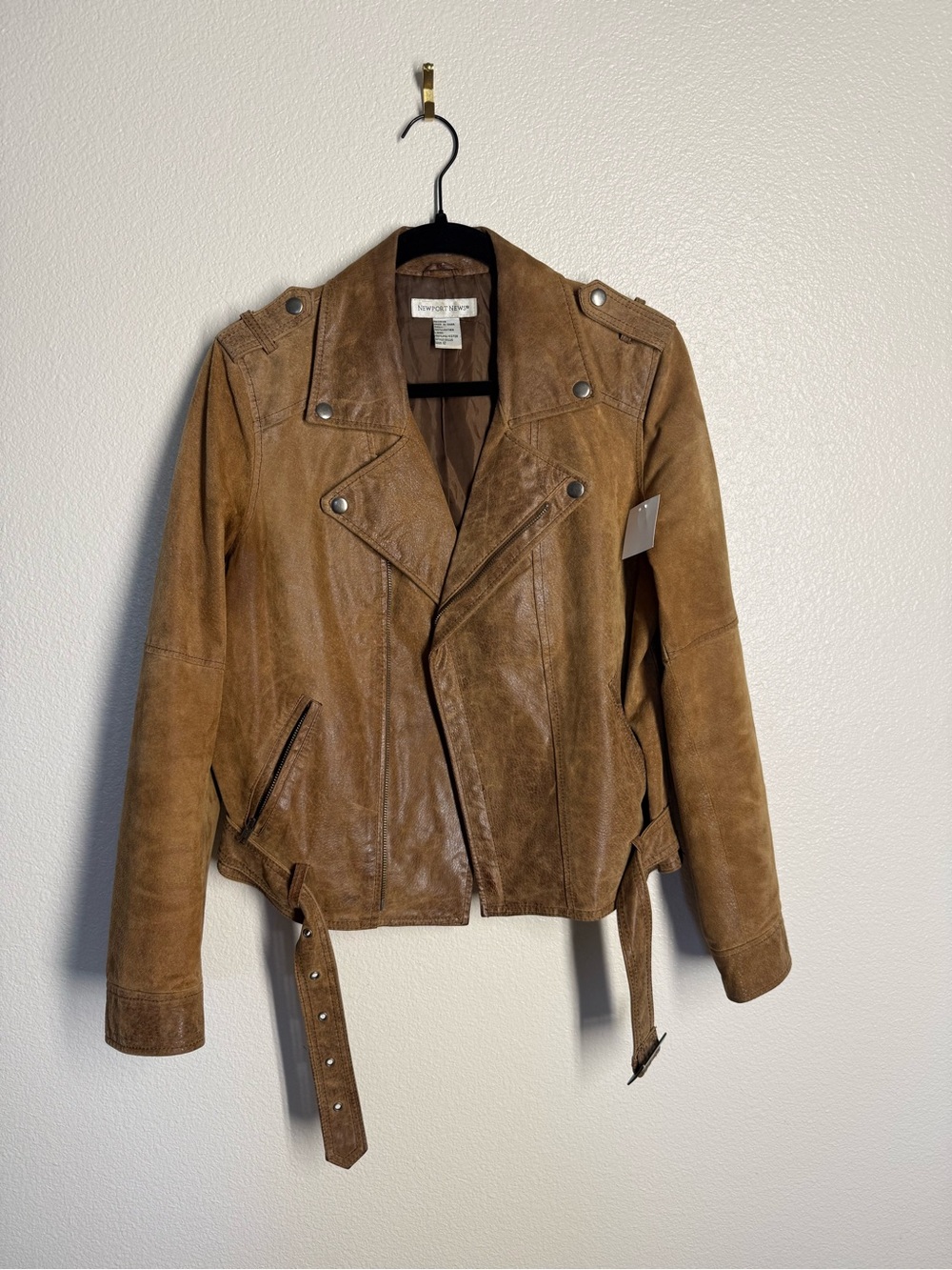 Newport News Vintage Tan Suede Moto Jacket Size 12